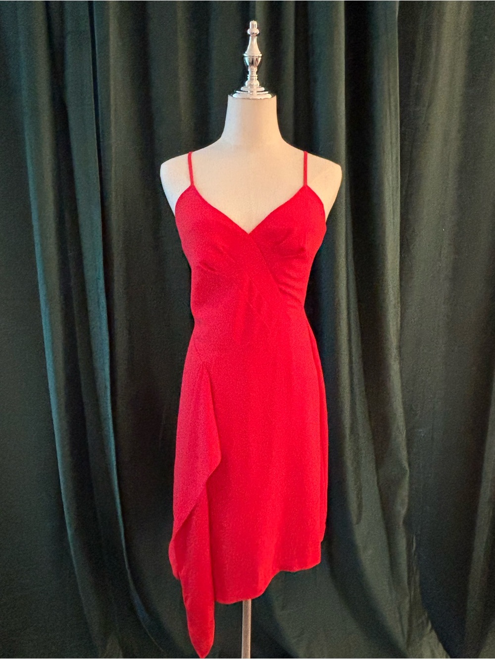 BCBGMaxAzria Red Asymmetrical Spaghetti-Strap Dress